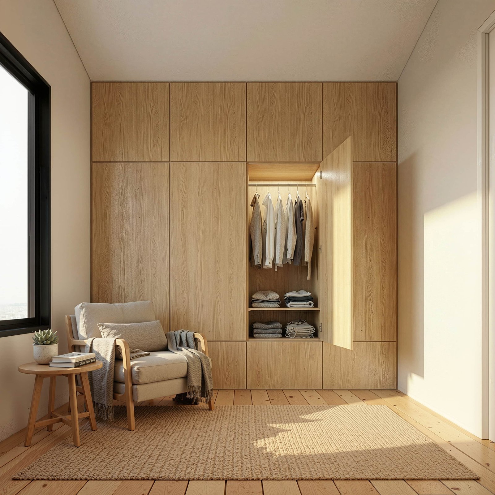 Full Width Natural Oak Wardrobe